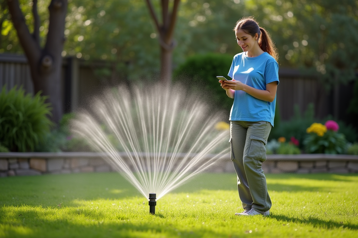 Jeune femme observant un système d