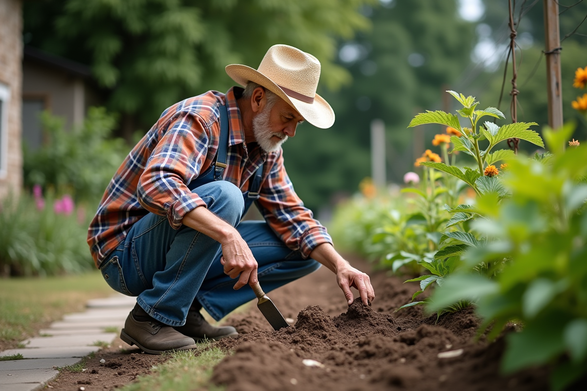 Homme âgé vérifiant l