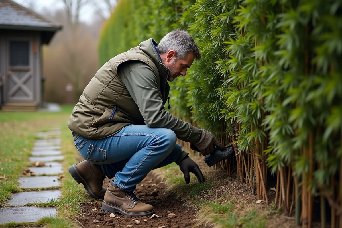 Homme inspectant la base d