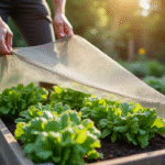 Personne installant un filet sur un jardin ensoleille